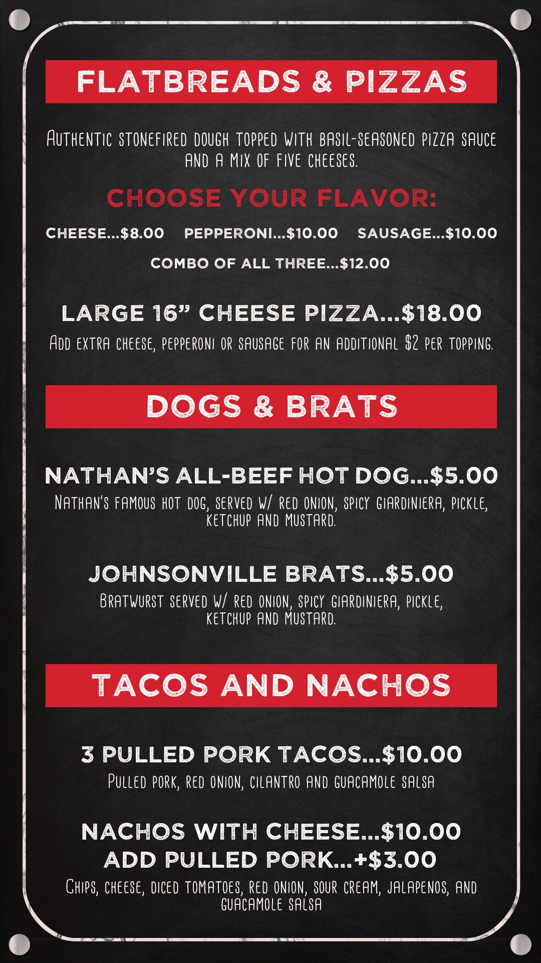 K1 Speed Paddock Lounge Menu Panel 1