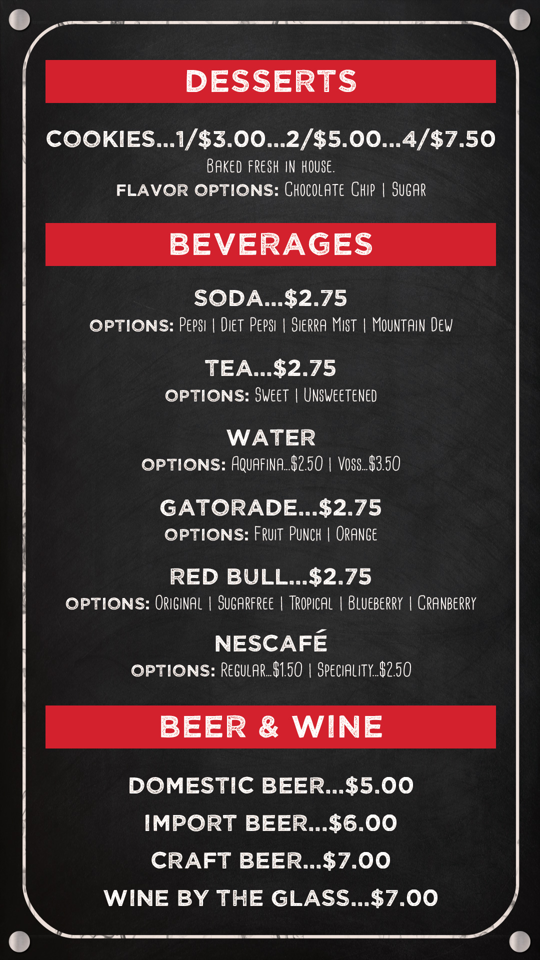 K1 Speed Paddock Lounge Menu Panel 3